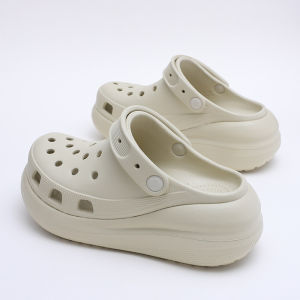 Free Shipping White Jingting-Style Crocs-Style Sandals Thick-Soled Summer Outdoor Slippers CoupleS Beach Sandals For Men