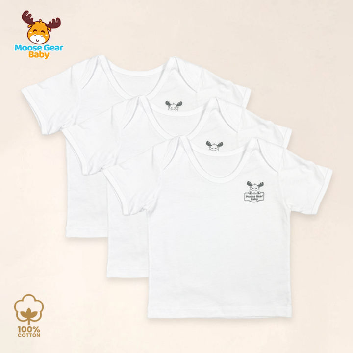 Moose Gear Baby Pcs Short Sleeve T Shirt (White) for Newborn