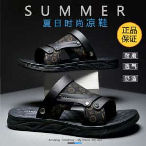Free Shipping MenS Faux Leather Sandals New Summer Casual Outdoor Slippers Versatile For Dads Beach Shoes For Middle-Aged And Elderly Men