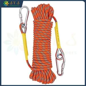 SFS*10mm Climbing/Hiking Rope Safety Rescue Utility Rope (Reflective Green Line) 2 Climbing Buckles