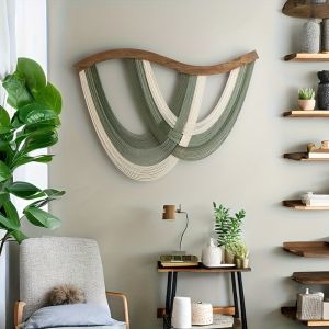 MUQZI Wooden Bohemian Wall Decor Yarn Woven Aesthetic Wall Hanging Pendant Hanging Decoration Retro Wall Art Tassel Tapestry House