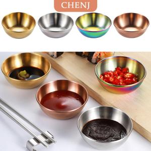 [COD] CHENJ จานซอสถั่วเหลืองทรงกลมเล็กจานซอสทองจานเล็กสำหรับปรุงรสซอสซอสแบบจุ่มสไตล์ญี่ปุ่นสำหรับบ้านโรงแรมห้องครัว
