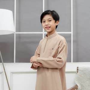 Jubah anak laki laki ALIFA usia 7-14 tahun motif zipper mewah dan elegant