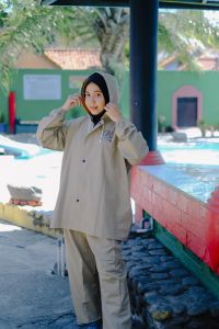 Jas Hujan Pria dan Wanita Setelan Baju Celana By ATTHA Bahan Elastis Anti Rembes PVC 025