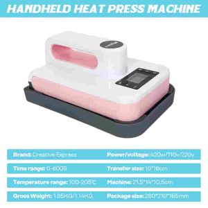 Creative Mini Heat Press 4.75x7.5 Inch Handheld Digital Heat Press Machine for HTV Sublimation Custom T-Shirt Apparel Tote Bags Fabric Craft Creative Express