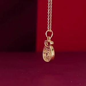 Pure gold 999 Abacus  Bag Pendant  5G Cyanide-Free Fu Character Purse Necklace National Fashion Gold Ruyi Ingot Clavicle Chain