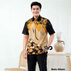 Baju Batik Pria Lengan Pendek Kemeja Batik Pendek Cowok Dewasa Kerja Kasual Kantor Variasi Motif