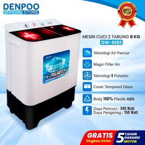 Denpoo Mesin Cuci 2 Tabung DW 9292 4P Kapasitas 8 KG