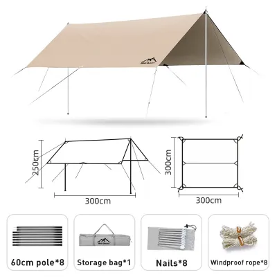 Waterproof Ultralight Camping Tarp Canopy Sun Shelter Flysheet Awning Tent for Beach Picnic Hiking Outdoor Camping 3x3 3x4 3x6M