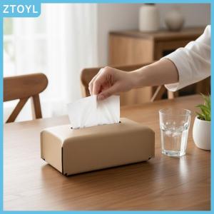 ZTOYL Leather Tissue Box Cover Modern Napkin Holder for Home Office Car Durable Paper Storage for Living Room Decoration