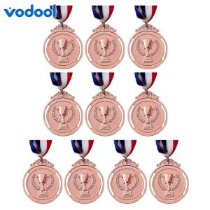 VODOOL 10Pcs Gold/Silver/Bronze Medal Award Medals with Neck Ribbon Students Rewards Trophy Pattern for Talent Show Party Race