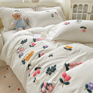 Aesthetic Floral Embroidery Bedding Set or Single Duvet Cover Skin-Friendly Breathable Duvet Covers Soft Comfortable Quilt Cover2026