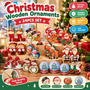 Christmas Tree Hanging Decorations Wooden Santa Snowman Pendants Xmas Home Christmas Window Decor