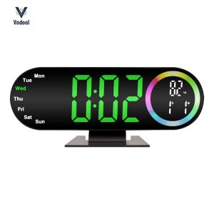 LED Desk Alarm Clock with USB Powered Modern Electronic Clocks Large Display for Heavy Sleepers Adults Teens Kids Seniors [Vodool Shophouse]