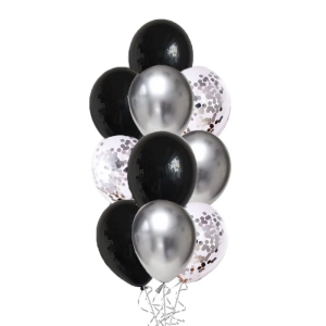 Paket Mini 12 inch Confetti Mix Chrome Metalik isi 10 pcs Balon Ulang Tahun Dekorasi Pesta Murah