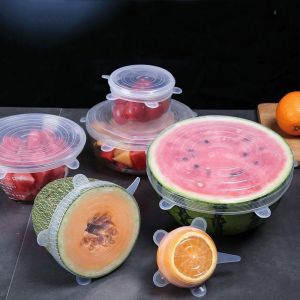 6 Pieces Silicone Reusable Silicone Bowl Cover Flexible Food Cover Stretch Lids for Food Storage