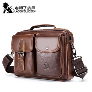 CXG LAOSHIZI LUOSEN 100% Genuine Leather Mens Shoulder Bag Vintage Male Handbags Messenger Bags Business Crossbody Bag