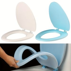 1pc Durable Round Toilet Seat with Soft Close - Easy Install Never Loosen Quick Release Comfortable Plastic Seat for Home and Bathroom Use Toilet Accessories Household Convenience Smooth Surface Nonslip Grip