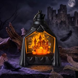 Halloween Decoration Electronic candle Handheld pumpkin lantern Wind lamp ambient night light Halloween scene prop fabric