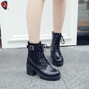 Katerina Fashion Korean Style High-Cut Boots Shoes For Women Zip&Lace #A-8