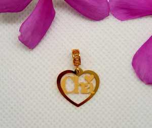 916 Gold Custom Name Pendant / Loket Ukiran Nama Emas - Heart 1.5cm 0.5g± (Laser Mark)