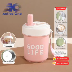 ACTIVEONE 510ml Travel Coffee Tea Tumbler Built in Infuser 304 Stainless Steel Thermal Water Bottle With Straw Cawan Botol Air Termal - Fulfilled by ACTIVEONE