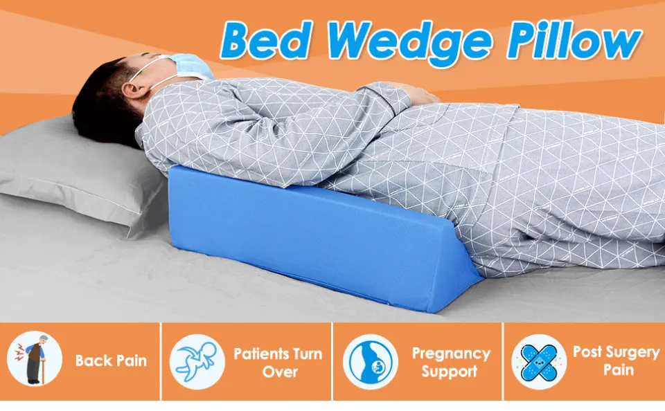 READY STOCK Triangle Wedge Pillow for Elderly Bedridden Patient High Density Sponge Back Pillow Support Mat Patient Turning Over Side Lying Pillow Pad Lazada