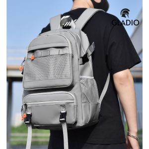 GLADIO Tas Ransel Pria Anti Air Muat Laptop Traveling Terbaru Dhafin Grey GLD036B2 Backpack Premium