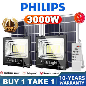 3000W Solar Light Outdoor Waterproof Long Battery Life Flood Bulb Street Lamp IP68 LED With Remote
