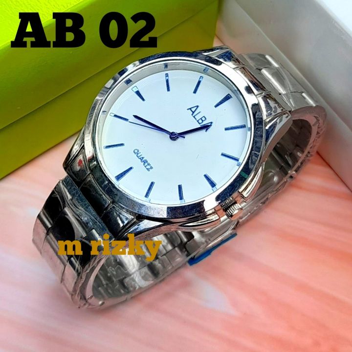 Mrahhhh Alba Jam Tangan Rantai Pria Analog Stainless Steel Jam