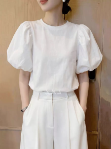 Cotton 2026 Summer Korean Edition White Loose Short sleeved T-shirt Short Womens Top