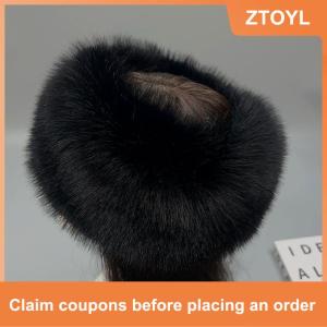 【ZTOYL】 Fashion Fluffy Fur Womens Winter Hat Warm Ear Protection Snow Ski Cap Female Faux Fox Fur Headband Hat Windproof Russian Hat
