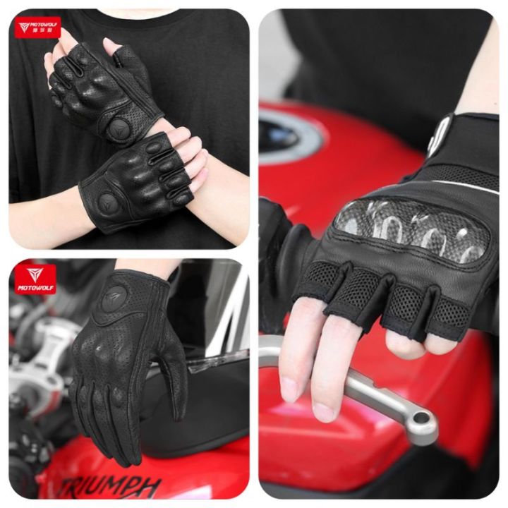 NORMAN Men's Cowhide Leather Motorcycle Gloves – Winter Riding – Black – Thermal & Breathable