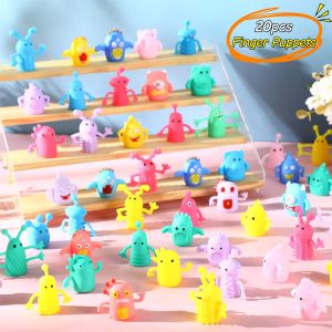 Cute Finger Puppets Toys Set with 10pcs Mini Colorful Monster Finger Puppets for Kids Funny Stretchy Soft Rubber Fidget Doll Toys for Childrens Party Favors