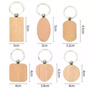 25Pcs/set Wooden Keychain Multi-purpose DIY Bag Keychain Rings Beechwood keychain
