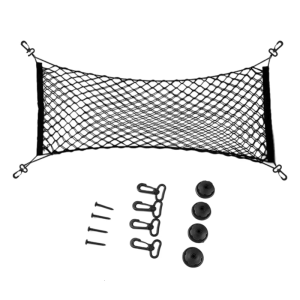 Tear Resistant Automotive Cargo Organizer Breathable Trunk Net With Antislip Hook Attachments Small Item Containment