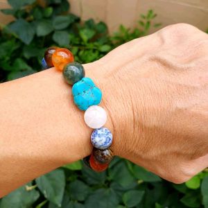 สร้อยข้อมือหินออกแบบตามจินตนาการ มีหินความหมายดีหลายชนิด ถ้าสั่งได้เส้นนี้ สำหรับข้อมือประมาณ 16.5 cm สวยไม่เหมือนใคร