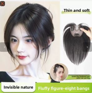 7*9-25cm 100% Human Hair Piece Black And Mocha Brown Hair Topper Hair Replacement Cover White Hair Breathable And Lightweight Wig Increase Hair Volume For Woman