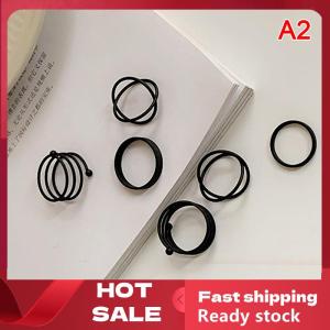🚚【Local Express Delivery】🚚 3 6pcs Vintage Black Rings Set For Women Girls Punk Metallic Geometric Simple