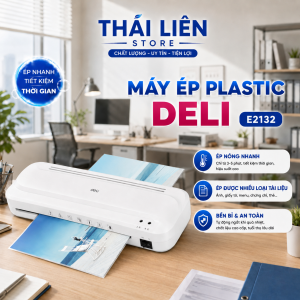 Máy Ép Plastic Deli E2132 Khổ A4 Máy Ép Nhiệt Nhựa Dẻo Máy Cán Màng Ảnh Tài Liệu Bằng Khen