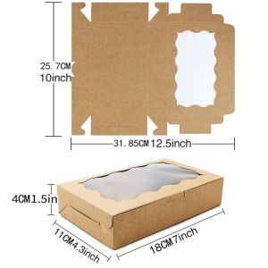 ROLL 10/20pcs Baking Kraft Paper Box Gift Packaging Transparent Open Window Desserts Box DIY Candy Box Party Supply