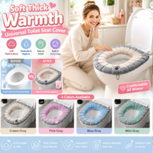 Thickened Warm Cartoon Toilet Seat Cover Plush Soft Toilet Mat Washable Waterproof Extended Width Non Slip Toilet Pad