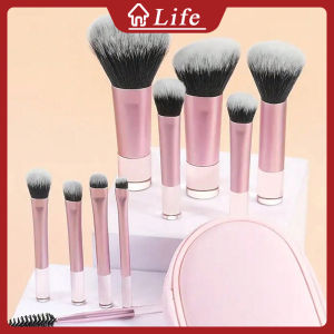 10PCS Mini Brushes Set Small Bag Brush Set Vertical Flat Makeup Brush Short Handle Makeup Brush Set Beauty Makeup Tools