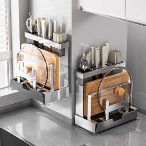 NANMEN Table Stand Kitchen Storage Holder Space Saving Stainless Steel Cutting Tool Stand High Quality Chopsticks Storage Storage Rack Kitchen Use