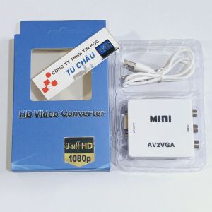 Hộp chuyển AV ra VGA / Chuẩn 3 AV ra VGA + Audio cáp nguồn USB (Video Converter)
