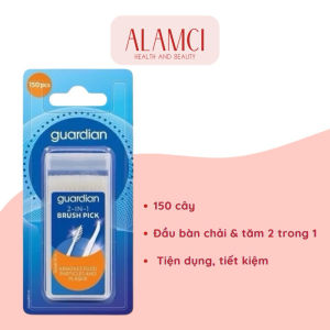 Tăm Chỉ Nha Khoa Mannings Guardian Dental Floss 2 in 1 Brush Picks Có Đầu Bản Chải Và Tăm 2 Trong 1 - 150 Cây