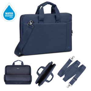 RIVACASE 8231 15.6" Laptop Carry Bag Water Resistant Notebook Briefcase with Shoulder Strap