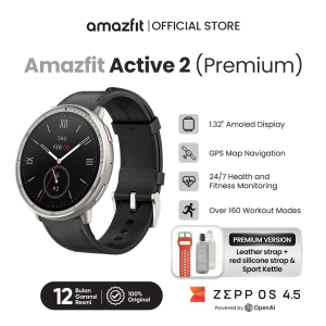 Amazfit Official Active 2 Premium 44mm Smart Watch With 1.32"Sapphire Glass Screen DisplayGPS Map guide160+ Sports Modes Smartwatch for Men Women 5ATM Waterproof Activity Tracker for Android iOS