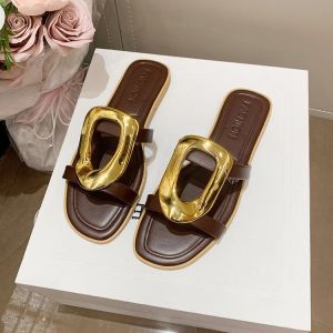 [Free Shipping] Metal Square Buckle Fashion Sandals For Women 2026 Summer New Style Square Toe Open-Toe Wedge Sandals For Women
