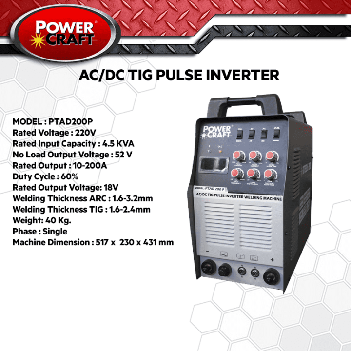 Welding Machine Tig Pulse Inverter AC/DC Powercraft (PTAD200P) | Lazada PH